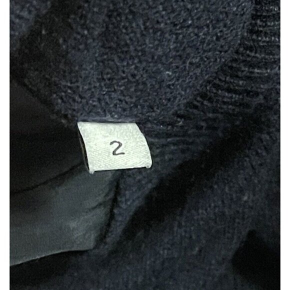 SANDRO PARIS Womens Navy Split Back Scoop Neck Cashmere Wool Sweater Sz 2 Medium - Picture 5 of 13